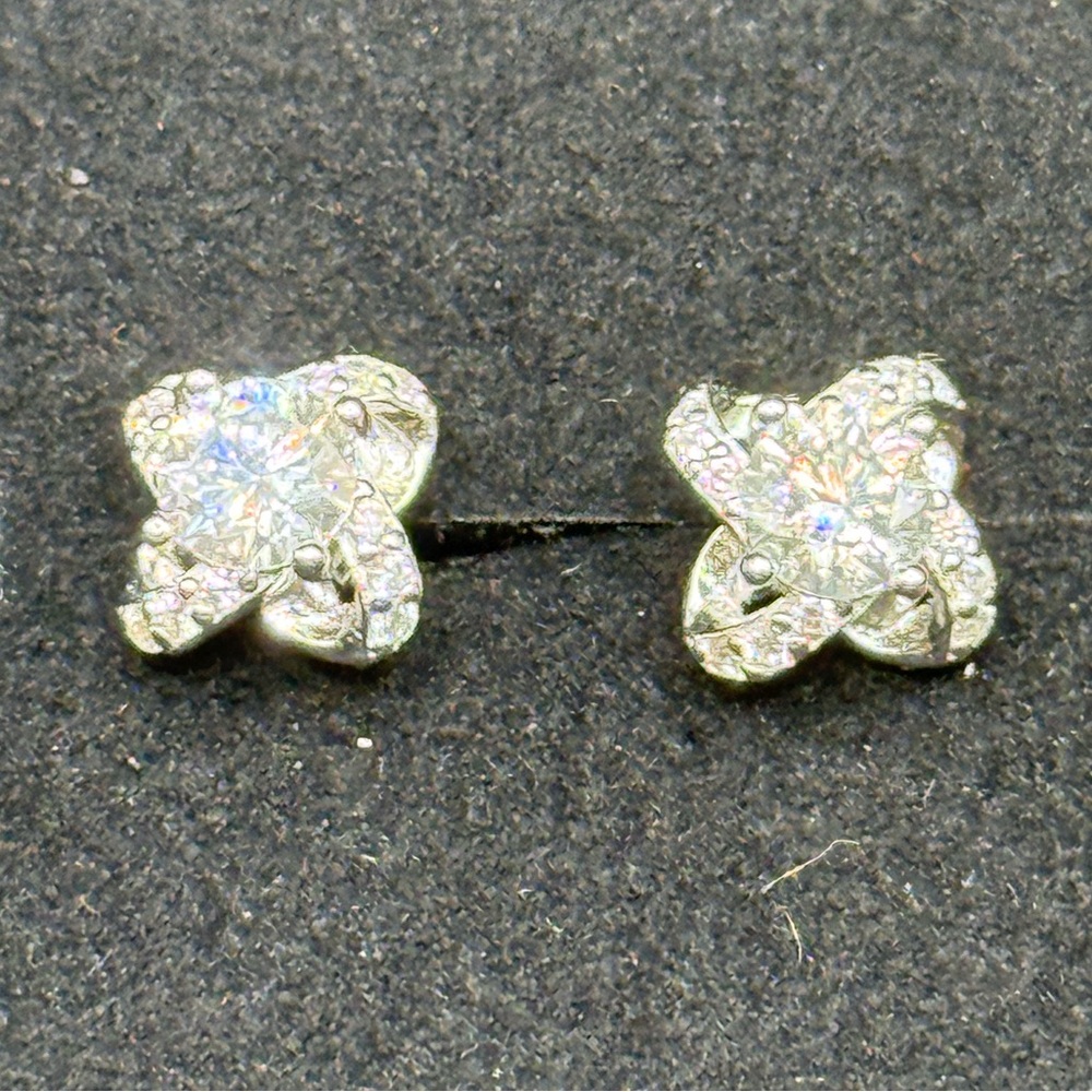 Elegant Silver Stud Moissanite Earrings - Picture 2 of 10